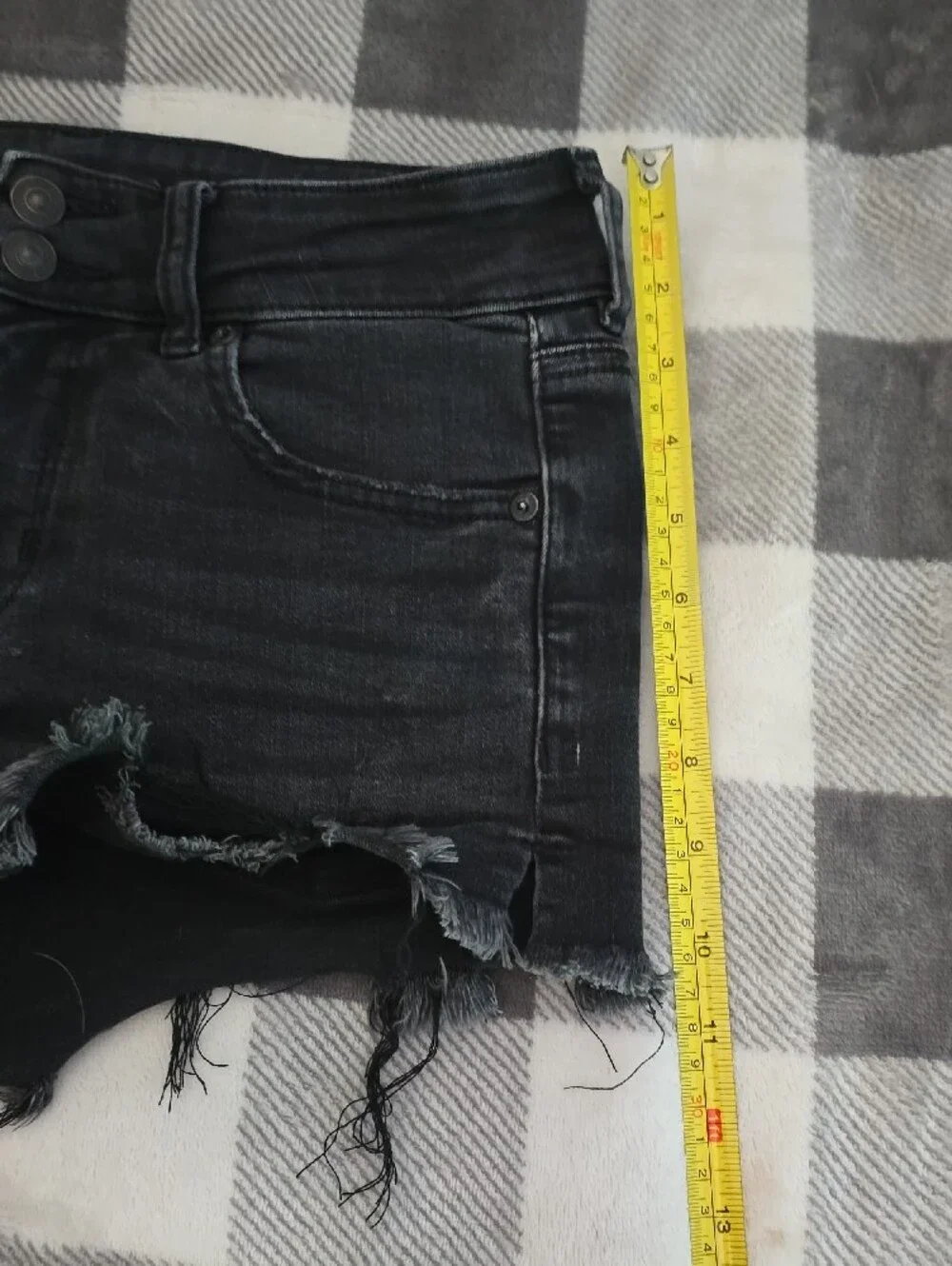 American Eagle Outfitters Black Distressed Frayed Hem Jean Shorts